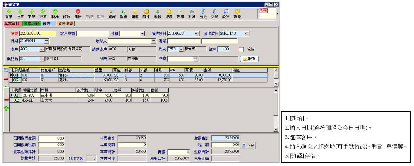 貨運派車單